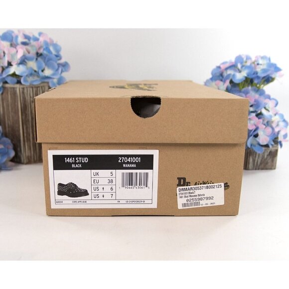 Dr. Martens Black Studded Leather Wanama 1461Oxford Lace Up Shoes Size 7 NIB - Picture 8 of 8